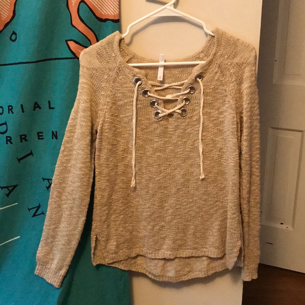 Lace up sweater